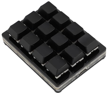 MENDUNER 12 Taste Tastatur, USB Kabel RGB mechanische Gaming Tastatur mit Red Hot Swappable Switch, Multi Funktional Programmierbare Makro Tastatur für das Arbeitsspiel (Black)