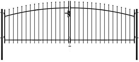 Utiny Gartentor mit Speerspitzen Doppeltor Doppelflügel Zauntor Gartenpforte Tor Hoftor Industrietor Einfahrtstor (400 x 150 cm)