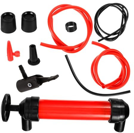 DINHEAROM 1 Set Manual Oil Change Pump Extractor Fluid Transfer Kit for Automotive Gasoline Siphon Pump with Hose Versatile Fluid Extractor for Cars Trucks Atvs and Lawn Mowers