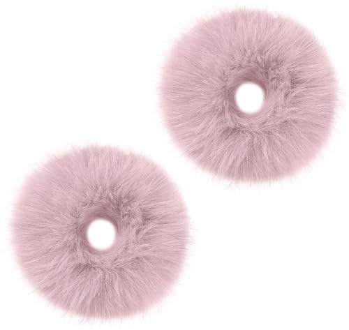 2 Stück Plüsch Haargummi Scrunchie Pom Pom Stirnbänder Khaki Haargummi | Plüsch Kratzbänder, Faux Kaninchen, Haar Blase, Elastische Baby Scrunchies, Pferdeschwanz Haarschmuck, Mädchen, Weihnachten