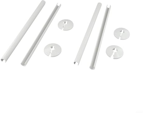 GANCEI 4PCS Radiator Pipe Covers And 15Mm Collars White, 300Mm Length PVC Sleeve For Heating Water Gas Pipes, Snap-On Decorative Trim