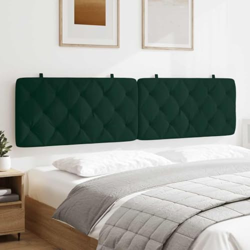 Ziaphsol Kopfteil-Kissen Dunkelgrün 200 cm, Samt Stoff, Wandmontage, Gepolstert für Betten, Weiche Rückenlehne, Schlafzimmer Komfort