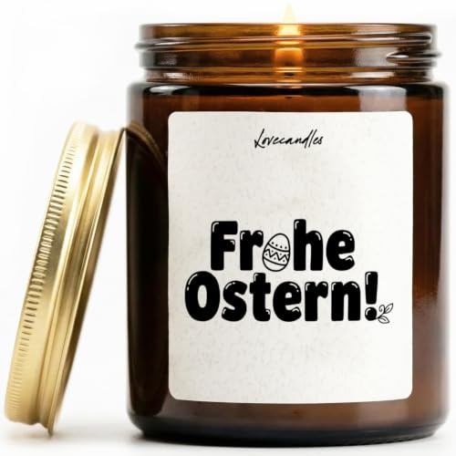 Frohe Ostern! - Duftkerze mit Spruch als Geschenk für Ostern, Freundin, Freund & Familie, Lustige Vanille Duftkerzen im Glas