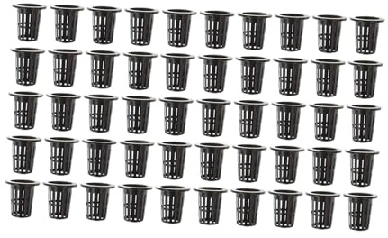 MagiDeal Lot de 50 Pots en Filet pour Culture hydroponique, paniers de Plantation, Pots de pépinière pour légumes, orchidées et aquaponiques, Noir