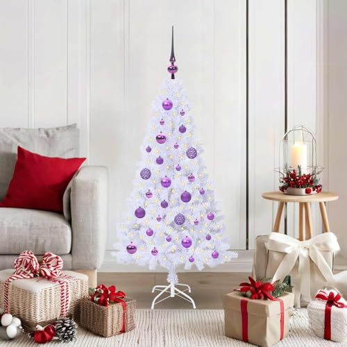 Genérico Árbol de Navidad Artificial con 150 LED 120 cm PVC y Acero, Arboles de Navidad Blanco,3426755