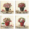 ARTLAND Wanddeko Blumenbilder Leinwand Bilder Set 4tlg. je 40x40 cm Quadratisch Wandbilder Natur Blumen Creme Hortensien Nelken Rosen Pfingstrosen K2JQ