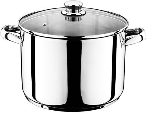 Smartweb Casserole universelle 14 litres avec couvercle en verre | Casserole en acier inoxydable | Marmite universelle | Simmertopf pour sauces pour pâtes et ragoûts | Ragoût