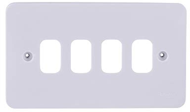 Schneider Electric - Lisse White moulded (LWM) Grid 4 gang grid plate with a raised rounded profile - Wiring Devices Durable anti-microbial urea construction - White - GGBL04G
