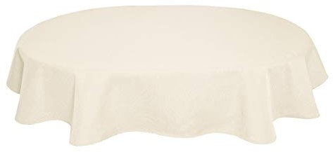 Tischdecke Leinenoptik Leinen Lotuseffekt Wasserabweisend Lotus Oval 160x220 cm Champagner