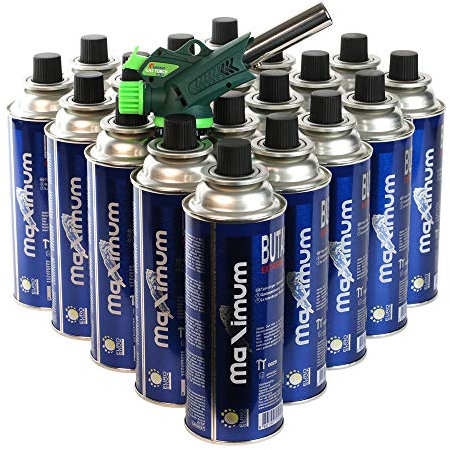 Lötbrenner Gas Torch Gas Pistole Feuerzeug Flambierbrenner mit Piezo Zündung im Set 4-28 Gaskartuschen Maximum (24)