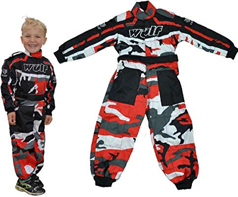 Wulfsport Motorrad Kinder 1 Stück Kart Rennanzug Camo Rot MX MTB ATV Pit Mini Fahrradbekleidung (M (7-8 Jahre)