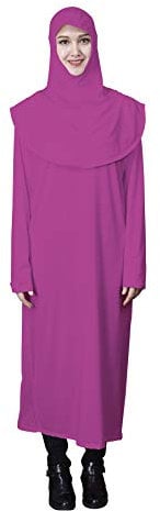 GladThink Muslimische Frauen Anbetung Thobe Abaya Mit Hijab Rose 4XL
