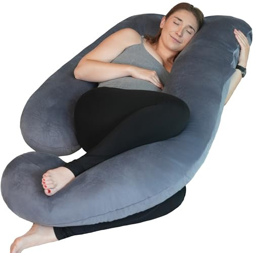 PinkFroggie Pregnancy Pillows,Soft U-Shape Maternity Pillow with Removable Cozy Velvet Cover-Full Body Support Pillows for Adults Sleeping-Pregnancy Must Haves