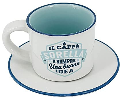 Taza de café personalizada con platillo – hermana.