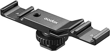 Godox VSM-H03 Doppel-Kaltschuh, Erweiterungshalterung mit 2 Gewindelöchern, kompatibel mit Kameras, Stativen, LED-Licht Godox LED6R, Mikrofon usw.