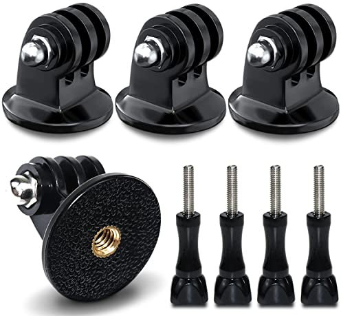 Adaptador de Montaje en Trípode Compatible con Cámaras de Acción GoPro Hero 8, 7, 6, 5, 5 Session, 4, 3+, 3, 2 y 1, Cámaras SJCAM y Xiaoyi