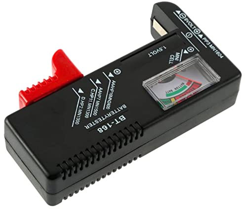 GTIWUNG Batterietester Multi Size Batterieprüfer - Mit analoger Anzeige - Zum Prüfen des Ladezustands - Ideal für Batterietypen AAA, AA, C, D (1,5 Volt & 9 Volt)