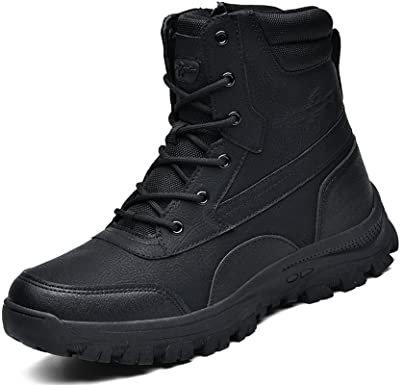 IYVW AS33 701 Shoe Straps Militärstiefel mit seitlichem Reißverschluss Wanderhalbschuhe Schwarz 46EU