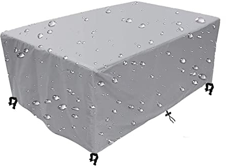 Abdeckhaube für Gartenmöbel 180x100x90cm Alle Größen Würfel Abdeckplane Gartenbank Wasserdicht Winddicht UV-Beständiges Regenfest Schwerlast 420D Oxford Gewebe Silber-Grau Abdeckhaube Schutzhülle