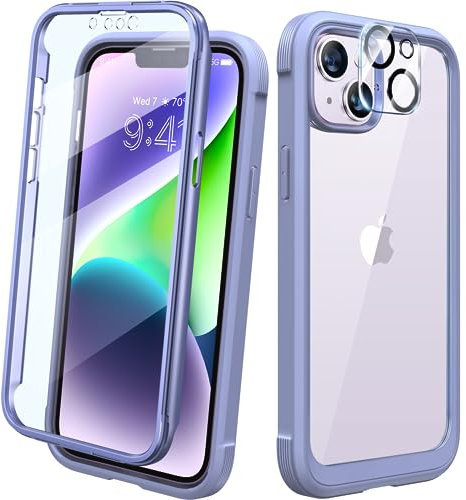 Diaclara Designed for iPhone 14 Case, Full Body Rugged Case with Built-in Touch Sensitive Anti-Scratch Screen Protector, with Camera Lens Protector for iPhone 14 6.1 (Lavender Gray)