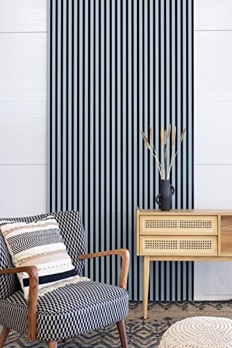 Leiste24 Akustikpaneel - Lamellenverkleidung - Wandverkleidung - 2600 x 400 mm - Akustikfilz Schwarz - Lamellendekor Nordic
