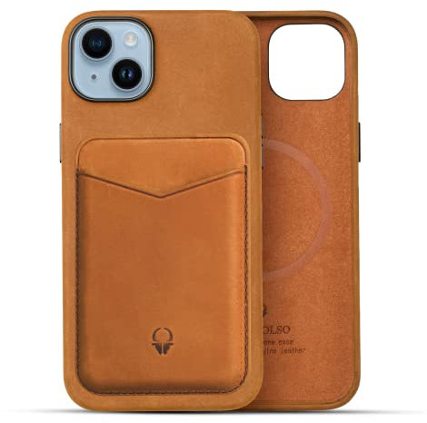 DONBOLSO Lederhülle für iPhone 14 Max mit Brieftaschenbündel - Handyhülle - Schutzhülle - Klassisches Leder mit Kratzfestem Mikrofaserfutter Kompatibel mit MagSafe - Vintage Braun