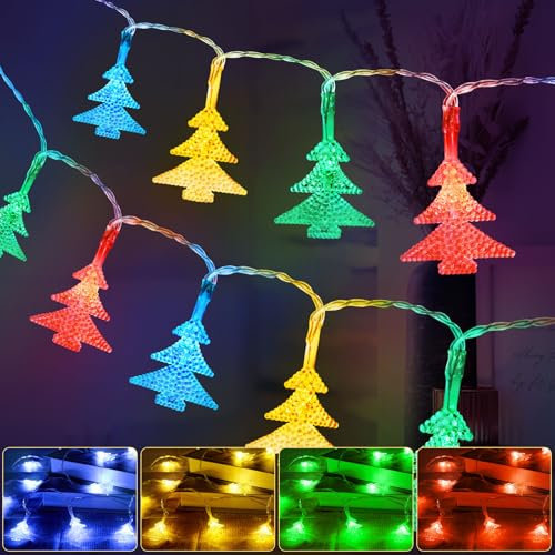 AUAUY Luci di Natale, 6M 40 LED Catena Luminosa Fiocco di Neve a Batteria Luci Stringa Natalizie Decorazione, per Natale Matrimonio Compleanno Festa Fecorazione Interna ed Esterna (Colore)