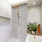 Duschrückwand Steinoptik - Terrazzo Muster Neapel, Badrückwand Hartfolie Smart Glanz 0,35 mm, 1-teilig 200x80 cm