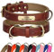 Didog Hundehalsband aus Leder, personalisierbar für kleine, mittelgroße und große Hunde, weich gepolstert, strapazierfähig, mit graviertem Namensschild, Braun, Größe XS