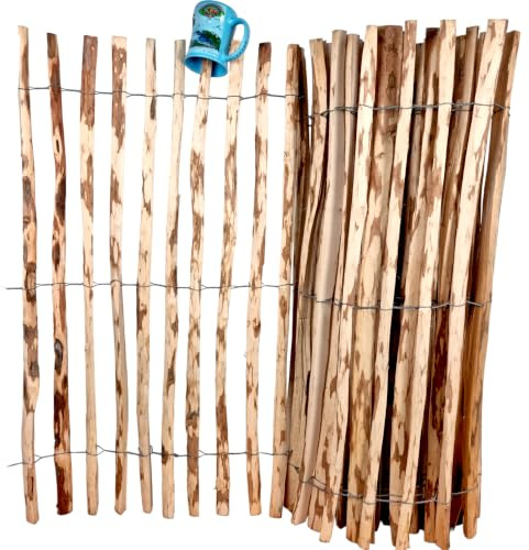 terraholz Staketenzaun Gartenzaun Holzzaun Haselnuss Länge 5m Lattenabstand 3-5 cm (Höhe 120 cm)