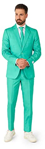 OppoSuits einfarbige Partyanzüge - farbenfrohe Outfits für Abschlussball, Hochzeiten, Junggesellenabschiede - mit Blazer, Hose und Krawatte - Tailliertes Outfit - Türkis
