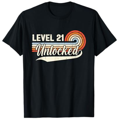 Level 21 Unlocked - Retro Vintage Funny 21st Birthday Gamer T-Shirt