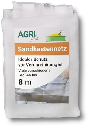 AGRI plus Sandkastennetz mit Ösen I 2 x 2 m I Verschiedene Maße I Engmaschiges Netz 0,8 x 0,8 mm I Abdeckung für Sandkasten I Abdecknetz mit Randverstärkung I Netz UV-stabil & wasserdurchlässig