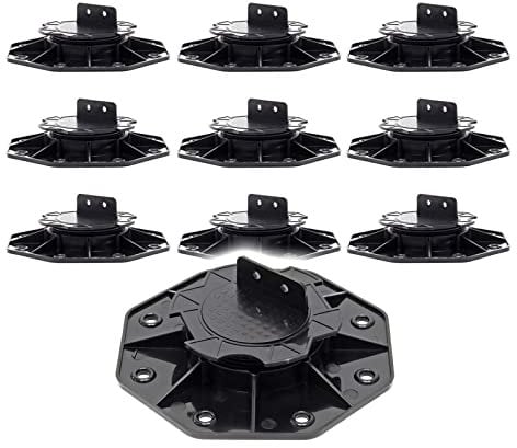 XPOtool Lot de 10x Plots de terrasse – Charge 2700 kg – Hauteur réglable 18-25 mm – en PP – Pieds de support pour Lames Dalles Lambourdes