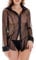 GEPAS Charmnight Sexy Lingerie for Women Sheer Blouse Long Sleeve Top Black-XL
