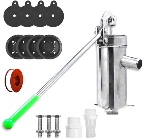 Bomba de Agua Manual, Bomba de Mango de 10m Bomba Manual de Acero Inoxidable Bomba de Agua Manual Bomba de Agua Agitadora Bomba de Vela con Kit de Accesorios de Sellado