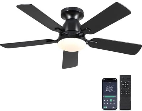 Mpayel Ceiling Fans with Lighting and Remote Control-Modern Ceiling Fan Black...