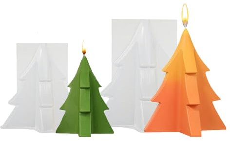 2 Stück Silikonform Weihnachten, 3D Weihnachtsbaum Gießform Weihnachten, Kerze Silikonform Tannenbaum mit Vier Ecken, Weihnachtsbaum Kerzenformen für DIY Duftkerze, Weihnachten Handwerk Ornamente