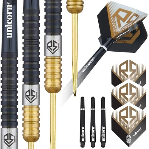 Unicorn Ross Smudger Smith Dartpfeile Set, schwarz/Gold, 22 g
