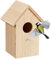 Relaxdays Nistkasten für Kohlmeise & Gartenrotschwanz, aufklappbar, naturbelassenes Holz, Vogelhaus zum Aufhängen, Natur, 1 Stück