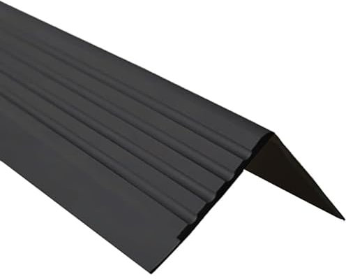 Quest Treppenkantenprofil 40x60mm PVC Kunststoff Antirutsch Treppenprofil ohne Klebeband RDD, schwarz, 150cm