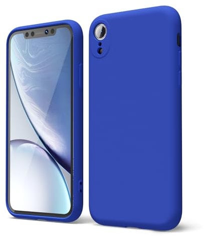 oakxco Coque Silicone pour iPhone XR, Étui Ultra Fine Souple Gel Caoutchouc Anti-Chocs Housse Toucher Soyeux, Slim Esthétique Protection Cover, Blu Klein