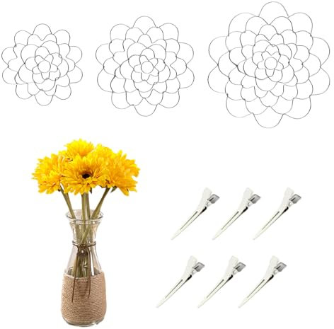 Goiern 3 pezzi floreale in acciaio inox filo di composizione floreale strumento coperchio floreale Arranger supporto per griglia per fiori riutilizzabile (argento 4/5/6 pollici)