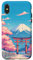 Hülle für iPhone X/XS Anime Lofi Japanische Landschaft Mount Fuji Torii Gate