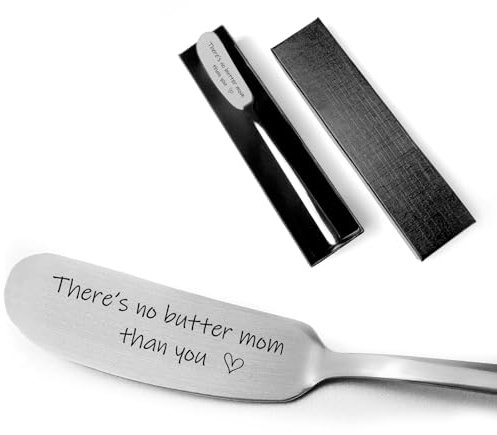 FZTUON Funny There's no Butter Mom than You Stainless Steel Engraved Butter Cheese Knives, Peanut Butter Breakfast Spreader for Women Mom Mother's Day Gift