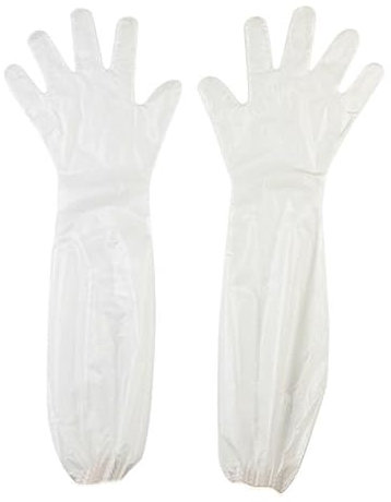 JCUGSBS 20 pezzi Guanti Monouso a Braccio Lungo,Guanti Usa e Getta,Guanti Monouso Trasparenti,Guanti Lunghi in Plastica Veterinaria,Guanti Lunghi Usa e Getta in Plastica,per la pulizia della cucina