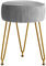 IBUYKE Samt Runde Fußstütze Hocker Ottoman, Make-up Eitelkeits Hocker Beistelltisch, Samt Ankleidetisch Sitz, Pouf Couch Hocker, goldene Stahlbeine, Blau L/G-30G