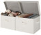 StorageWorks Aufbewahrungsbox mit Deckel, große Stoff-Aufbewahrungsbox mit Deckel mit Griffen, faltbarer Aufbewahrungskorb mit Deckel für Kleidung, Mischung aus Beige, Weiß und Elfenbein, 2 Stück
