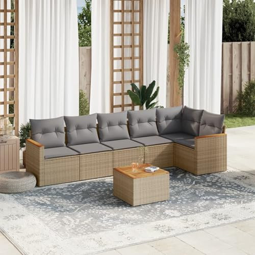 Festnight Balkon Ecklounge mit Stauraum Gartenlounge Klein Balkon Lounge Rattan Sofa Garten Lounge Sofa Outdoor Sitzecke Balkon Loungemöbel Gartensofa Ecksofa Balkonmöbel Rattansofa Couch
