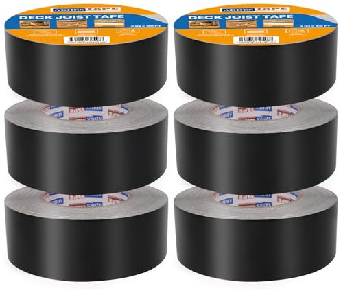 ADHES Butylband Dichtungsbänder 50mm x 15m, 6 Rollen Wetterbeständig und Wasserdicht, Deckbalkenband Dach Reparaturband, Ideal für Holzdecks, Balken, Dächer und den Außeneinsatz